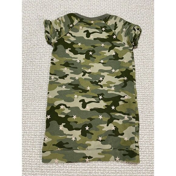 GAP KIDS Green Camo Sweatshirt Dress Girls SIZE S Stars Zipper Accents Cotton - Picture 7 of 8
